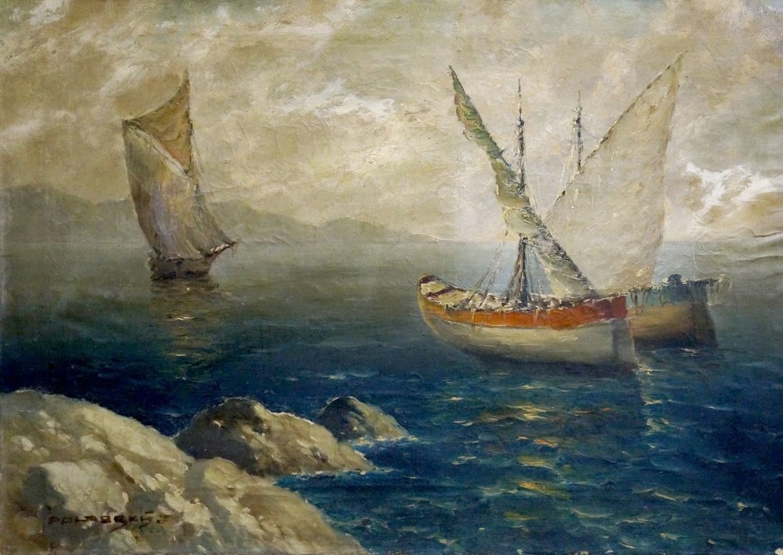 Oil painting Ships at sea Polarsky (1 of 8)