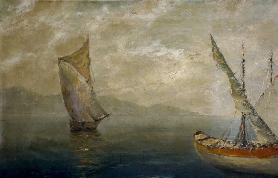 Oil painting Ships at sea Polarsky - 2