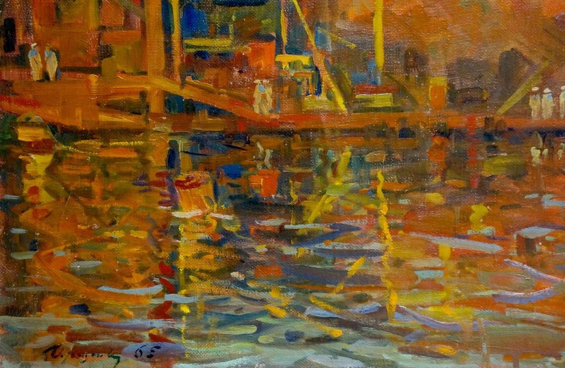 Oil painting Ship in port Atayan Armen Arshakovich - 4