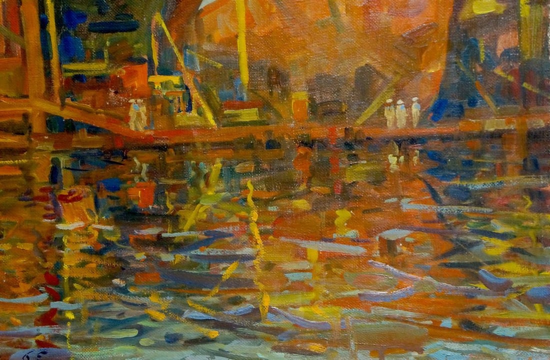 Oil painting Ship in port Atayan Armen Arshakovich - 5