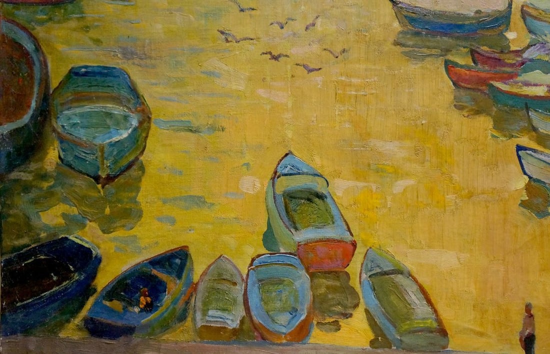 Oil painting Boat pier Sakhnenko Victor Ivanovich - 4