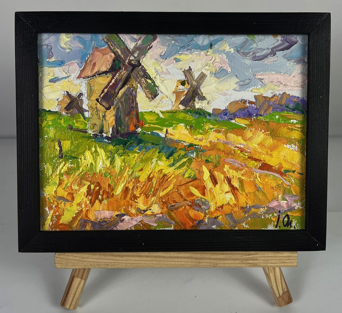Oil painting Old mills in the field Oleksiy Ivanyuk - 2