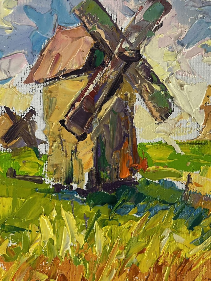 Oil painting Old mills in the field Oleksiy Ivanyuk - 4