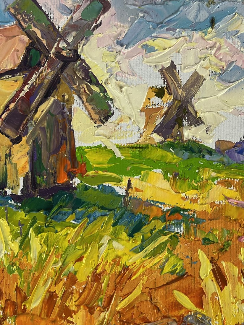 Oil painting Old mills in the field Oleksiy Ivanyuk - 5