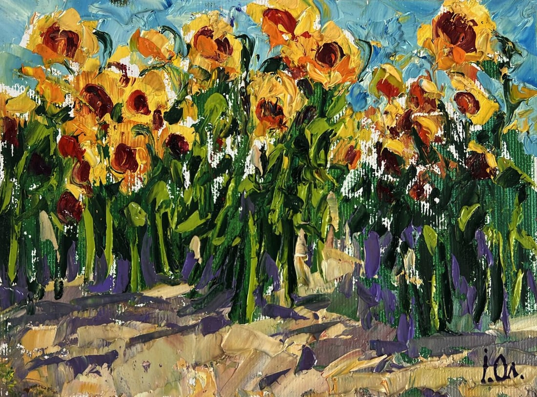 Oil painting Sunflowers grow in the field Oleksiy Ivanyuk (1 of 11)