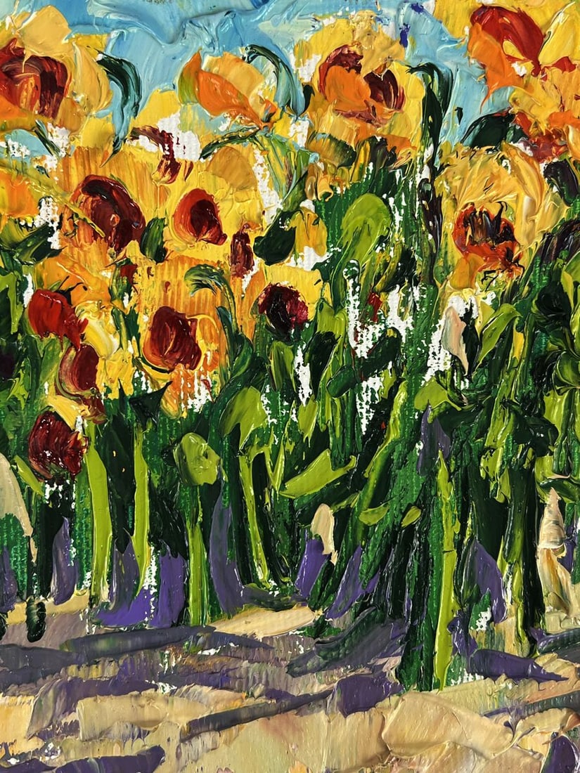 Oil painting Sunflowers grow in the field Oleksiy Ivanyuk - 4
