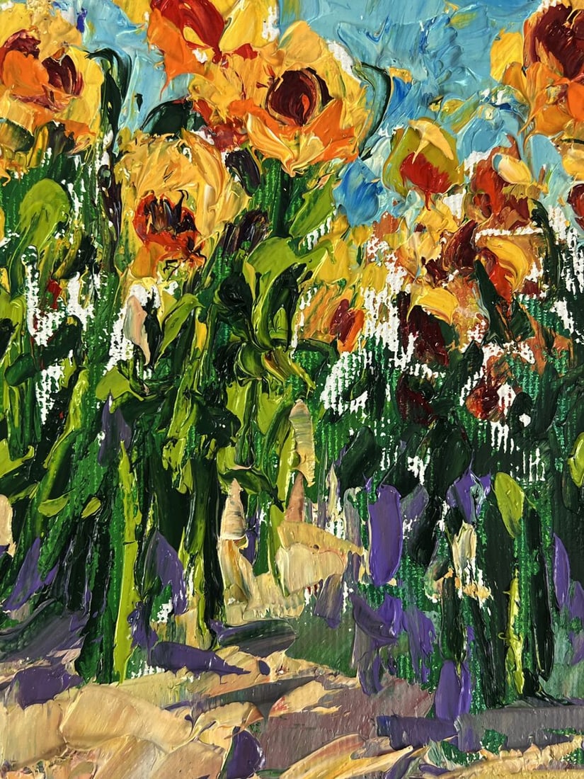 Oil painting Sunflowers grow in the field Oleksiy Ivanyuk - 7