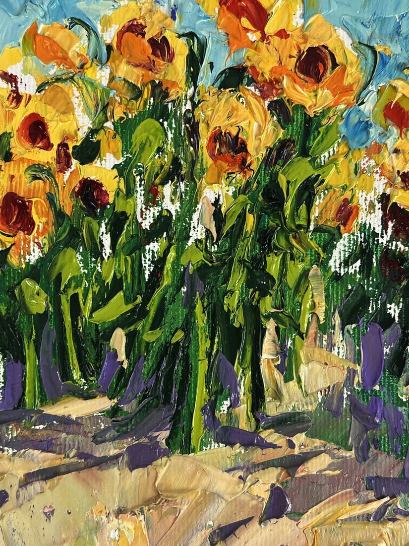 Oil painting Sunflowers grow in the field Oleksiy Ivanyuk - 9
