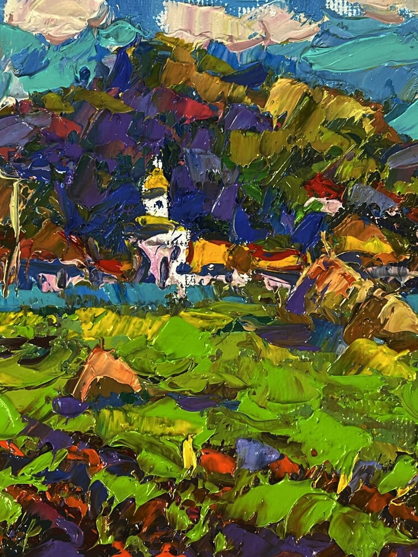 Oil painting A village can be seen in the distance Oksana Ivanyuk - 7