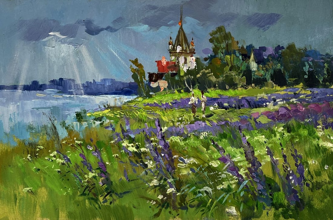 Oil painting Meadows of growing lilacs Yuriy Suprunchuk (1 of 11)