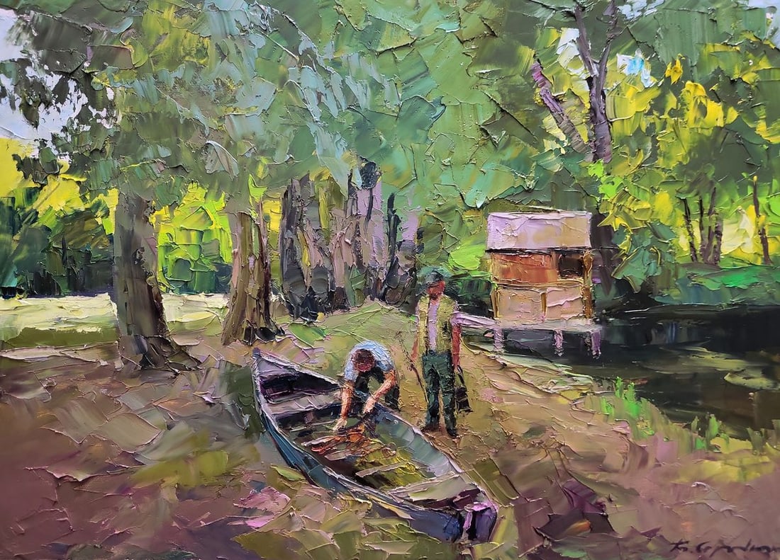 Oil painting A boat near the shore Boris Serdyuk (1 of 8)