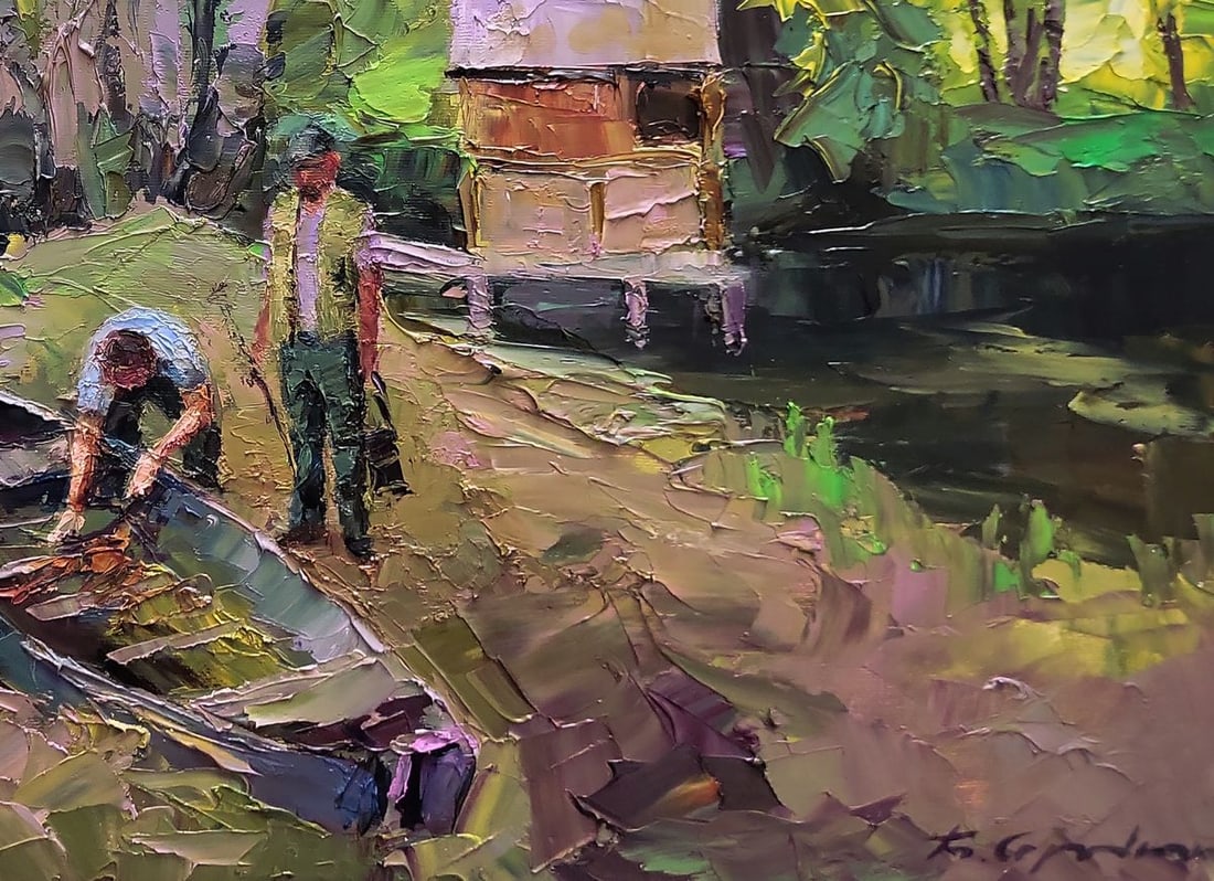 Oil painting A boat near the shore Boris Serdyuk - 5