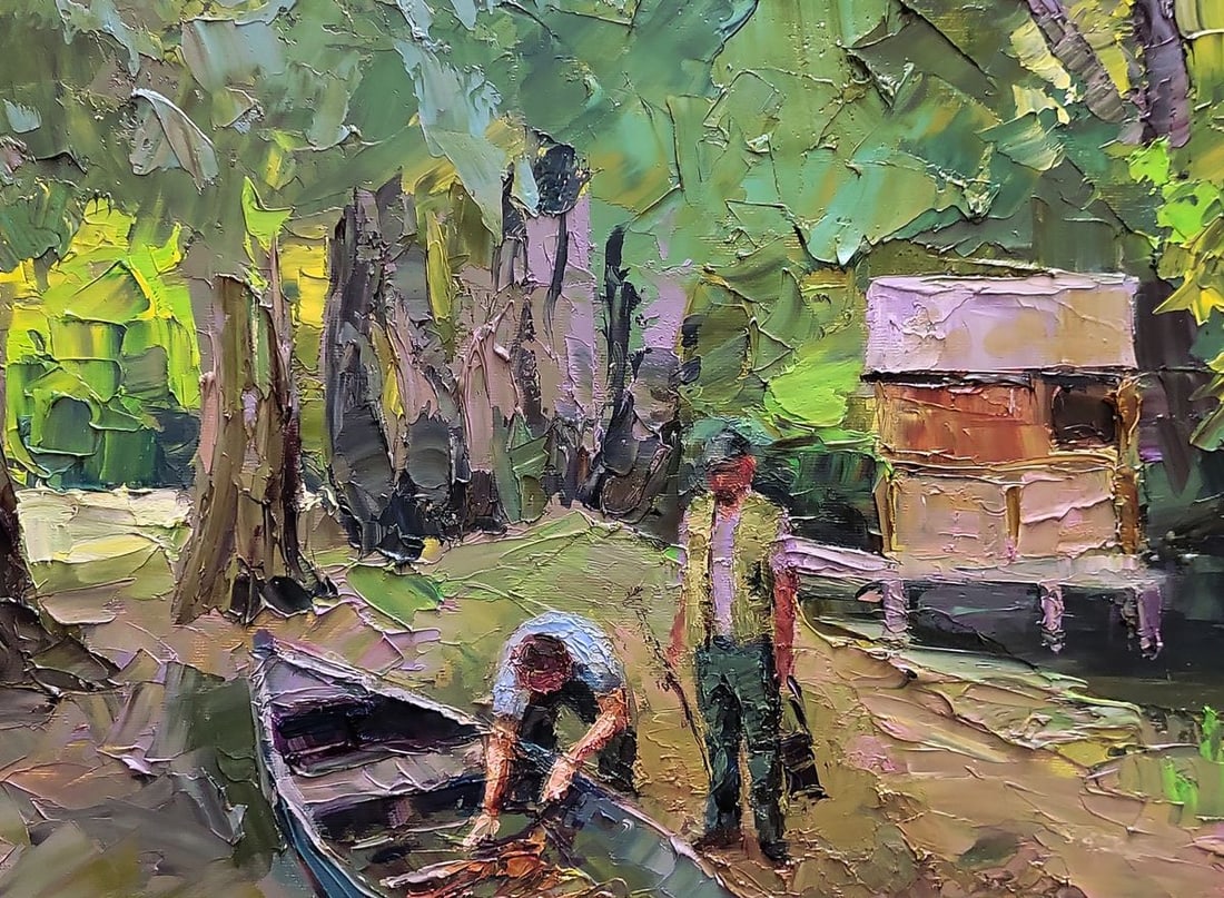 Oil painting A boat near the shore Boris Serdyuk - 8