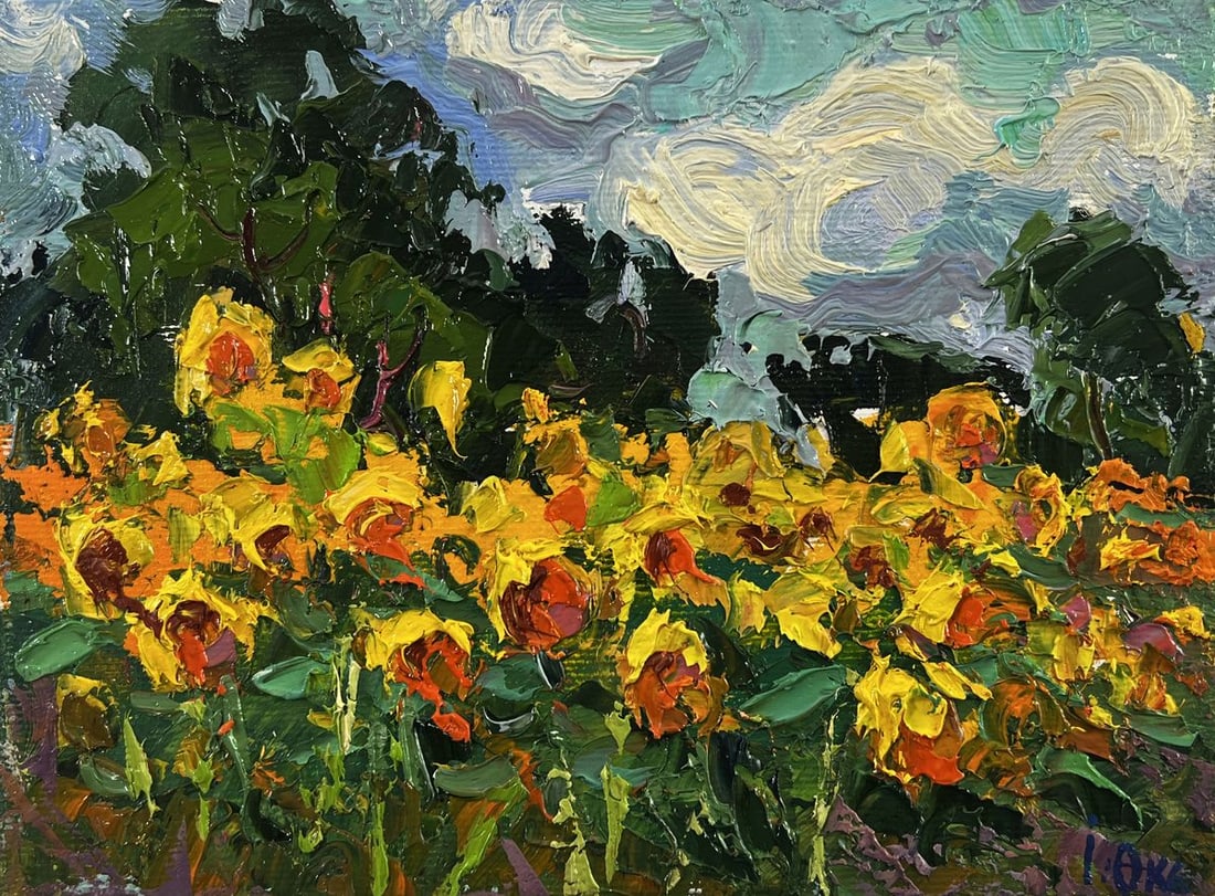 Oil painting Sunflowers field Oksana Ivanyuk (1 of 8)