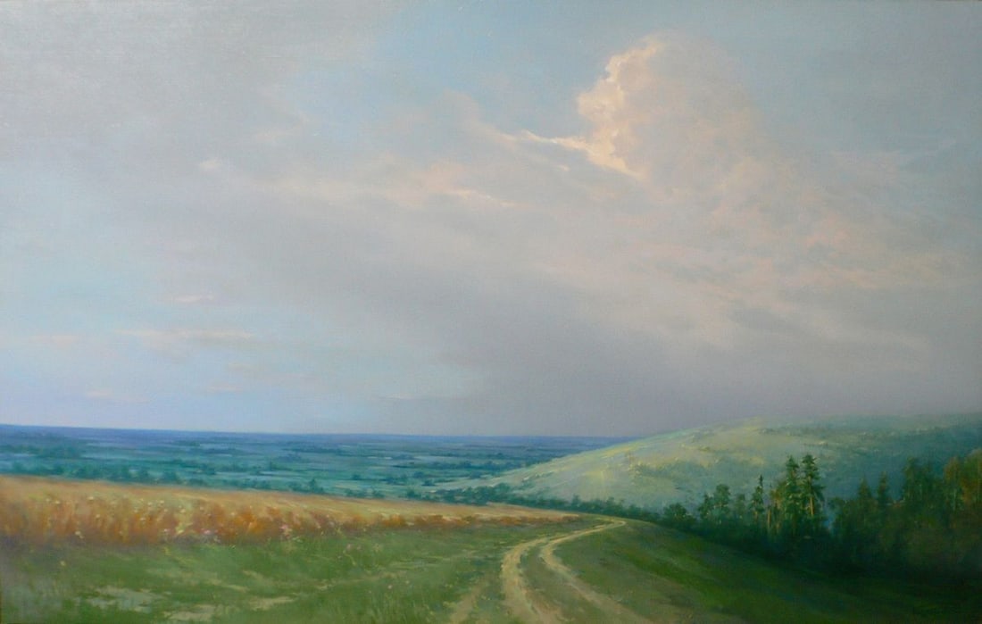 Oil painting There are white clouds above the field Vasily Korkishko (1 of 6)