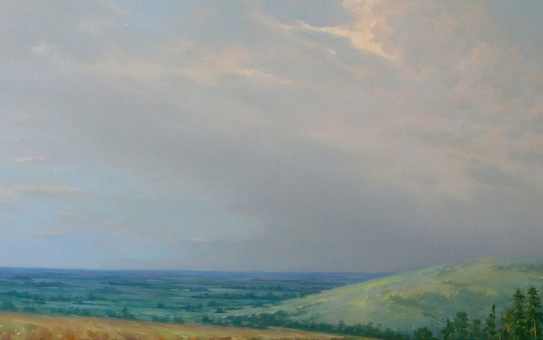 Oil painting There are white clouds above the field Vasily Korkishko - 5