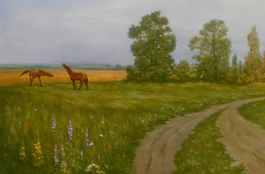 Oil painting Road under the clouds Vasily Korkishko - 2