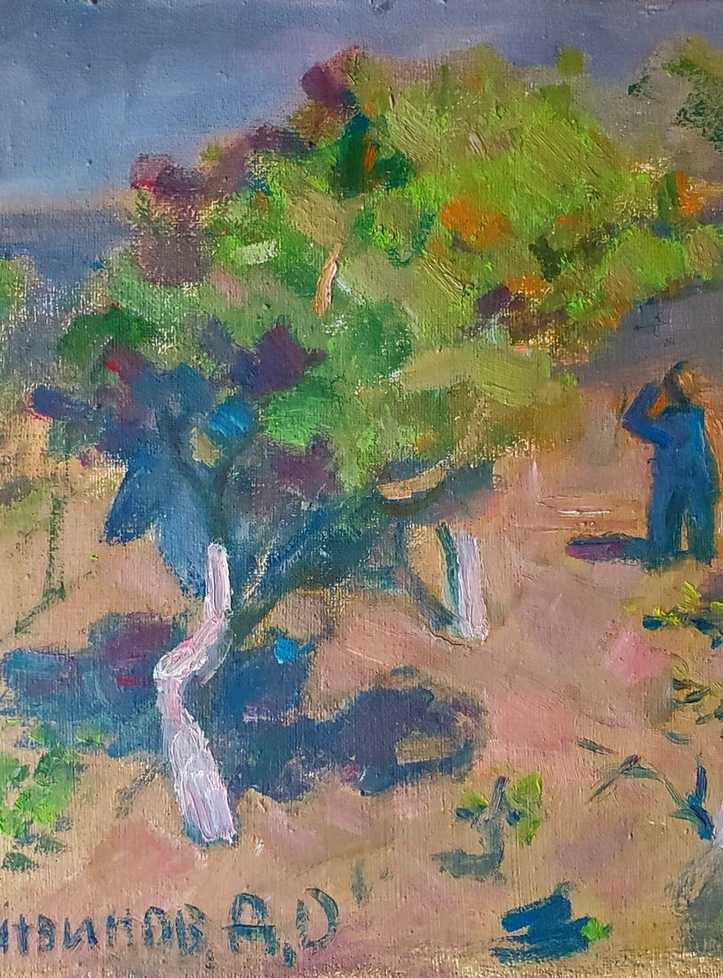 Oil painting In the garden in spring Daniil Litvinov - 3