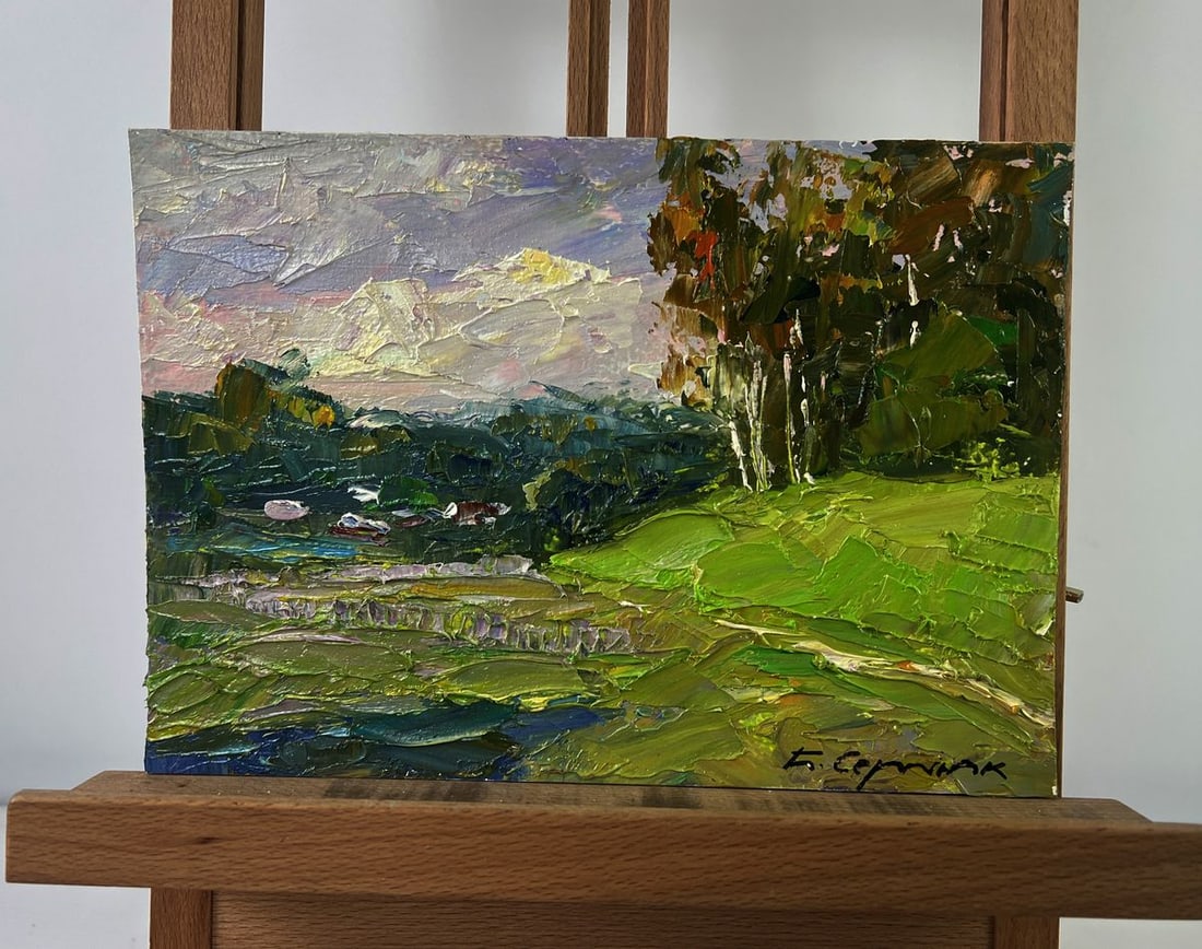 Oil painting Birch grove in the light of the morning sun Boris Serdyuk - 2