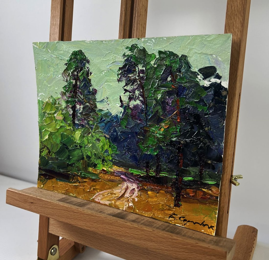Oil painting The road to the green dense forest Boris Serdyuk - 3