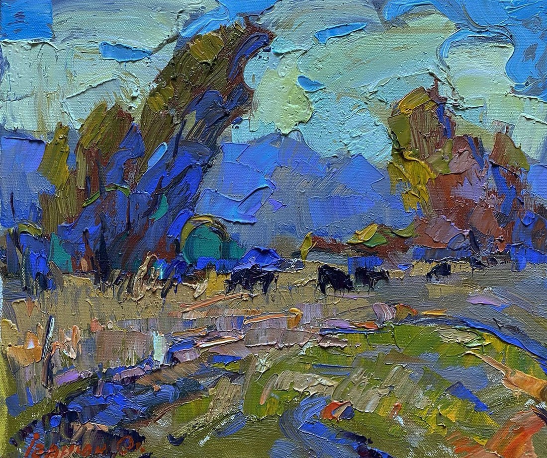 Oil painting A cold breeze blew Oleksiy Ivanyuk: Title: Oil painting A cold breeze blew Oleksiy Ivanyuk Description: №Kalen 1564The oil painting on Canvas titled "A Cold Breeze Blew" evokes the stark yet poetic atmosphere of a windswept day