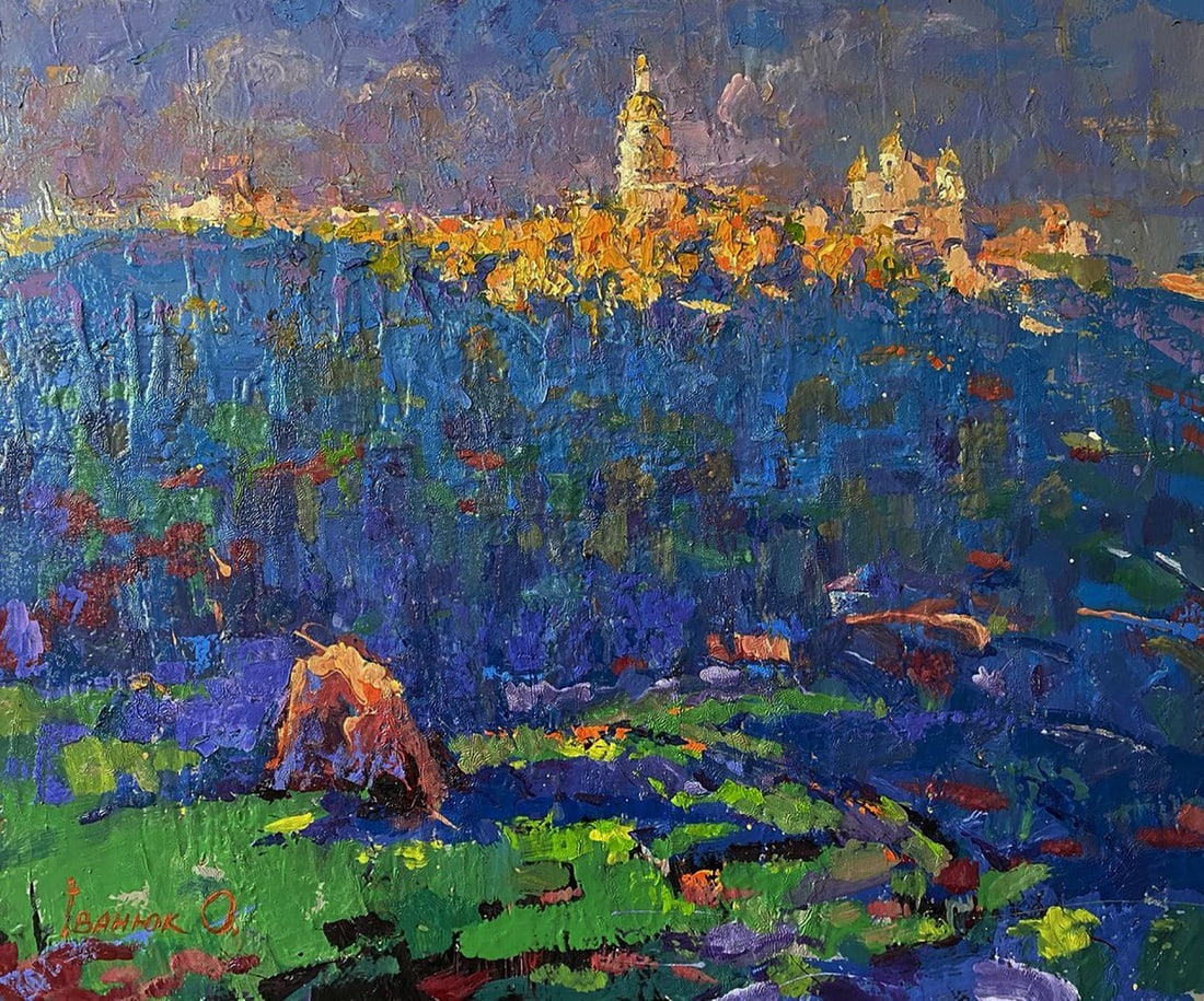 Oil painting The sun is setting Oleksiy Ivanyuk: Title: Oil painting The sun is setting Oleksiy Ivanyuk Description: №Kalen 1609The oil painting on Canvas titled "The Sun is Setting" captures a breathtaking moment when the last golden rays of