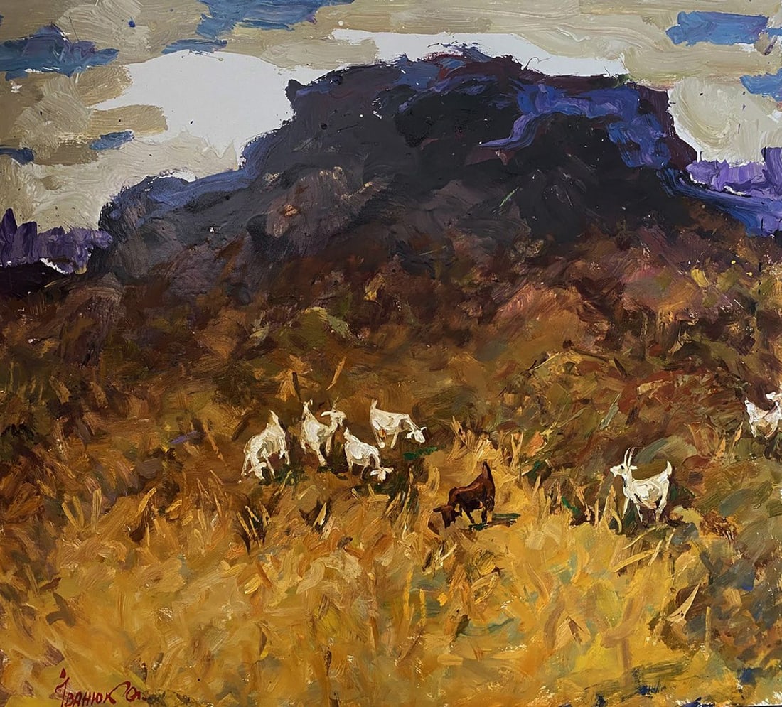 Oil painting Goats in a wheat field Oleksiy Ivanyuk (1 of 8)