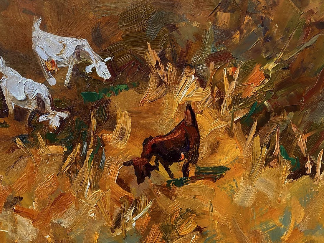 Oil painting Goats in a wheat field Oleksiy Ivanyuk - 5