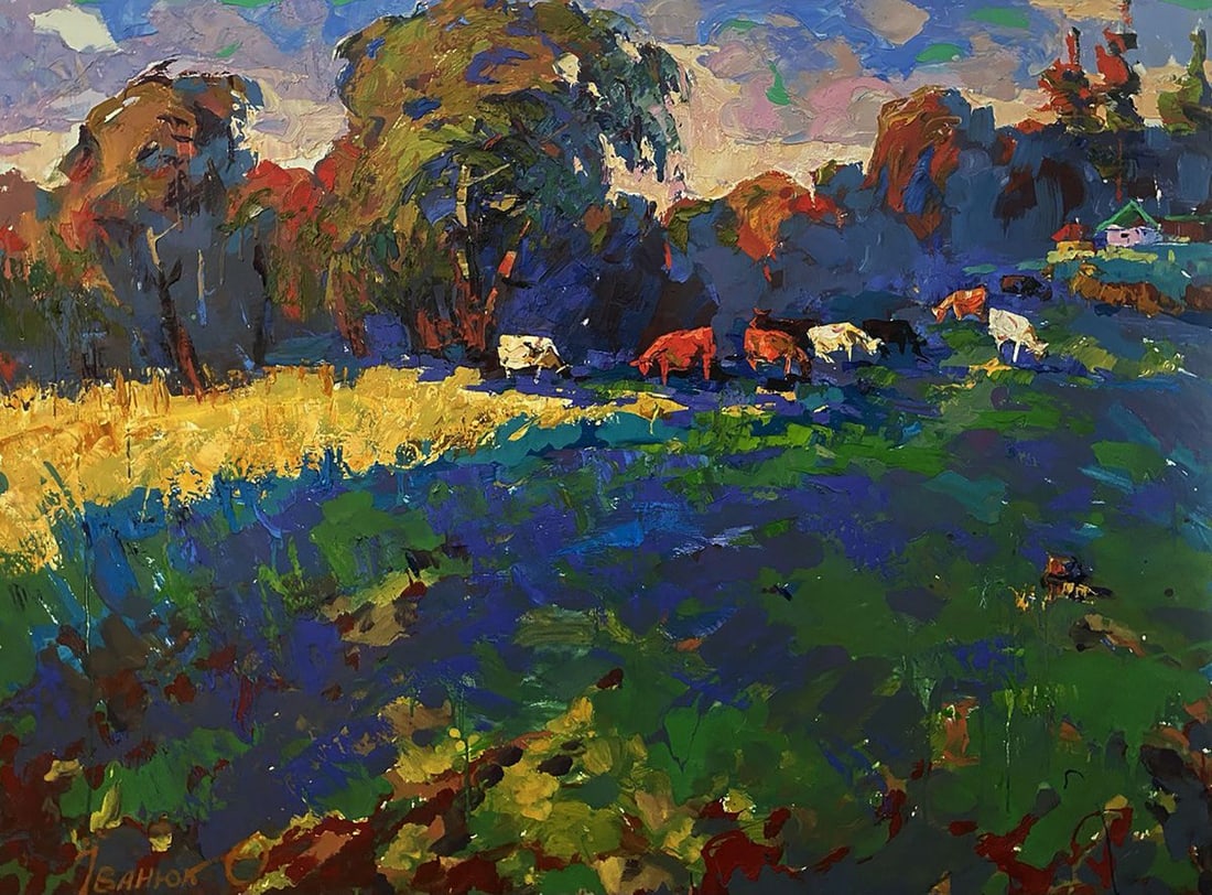 Oil painting Walking cows in the field Oleksiy Ivanyuk (1 of 9)