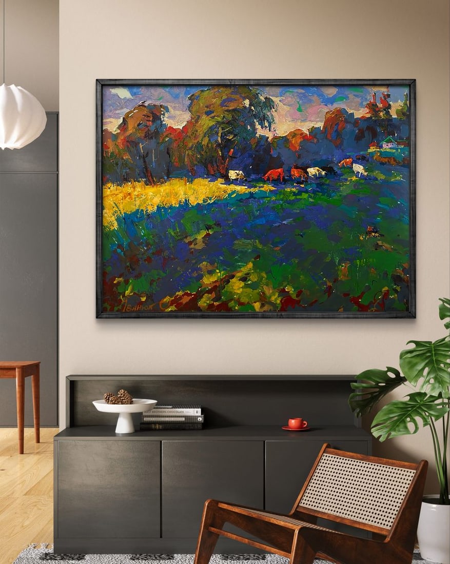 Oil painting Walking cows in the field Oleksiy Ivanyuk - 3