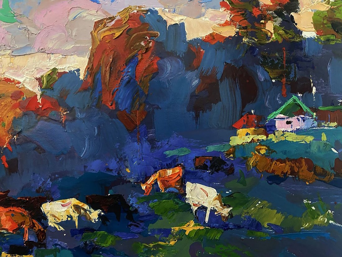 Oil painting Walking cows in the field Oleksiy Ivanyuk - 5