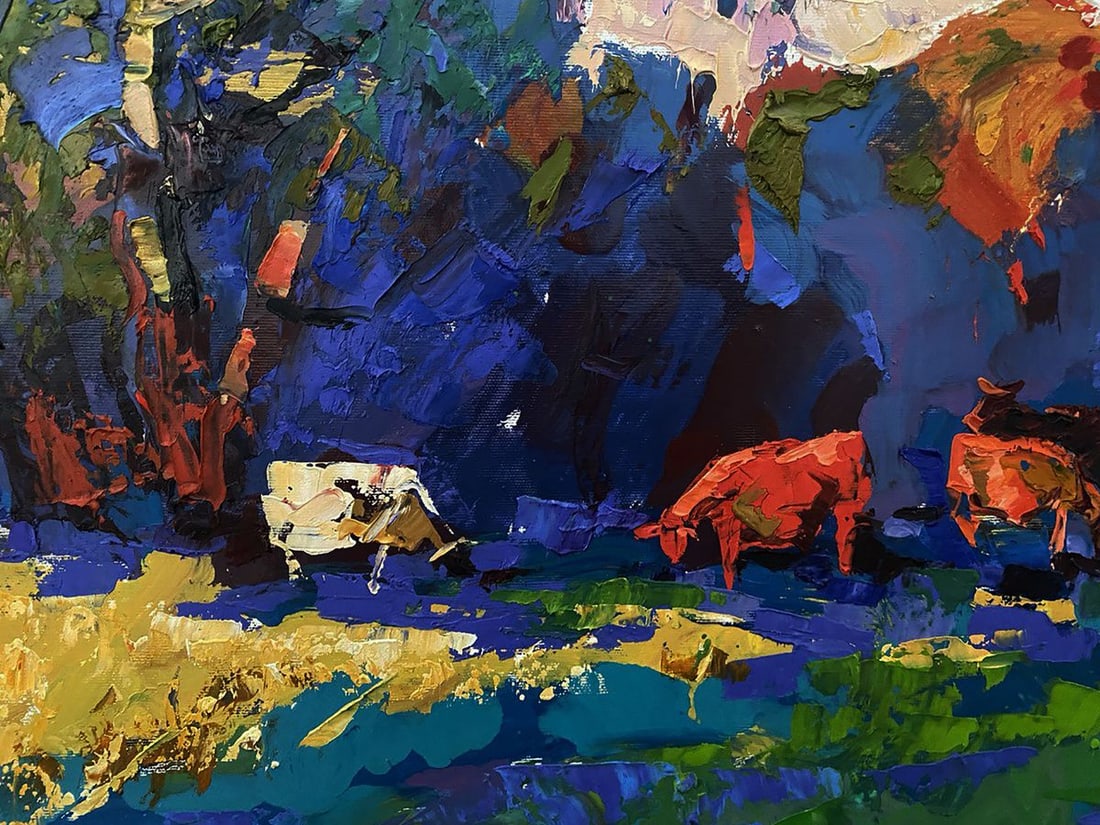 Oil painting Walking cows in the field Oleksiy Ivanyuk - 7