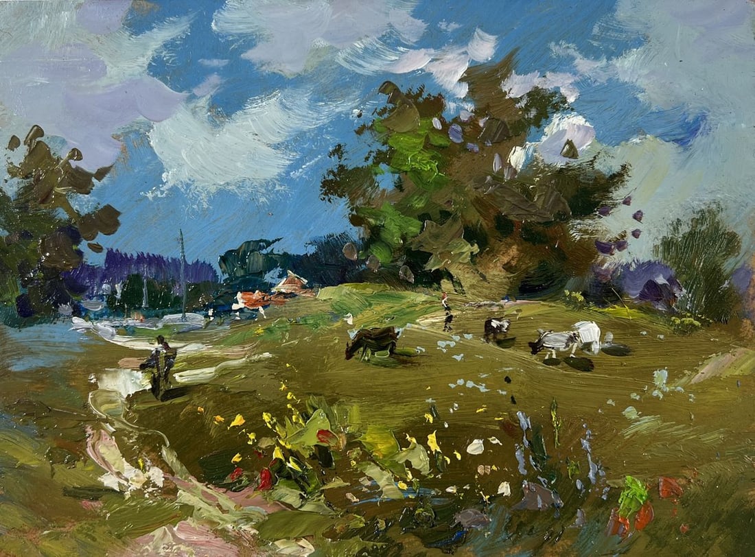 Oil painting Afternoon on the pasture Yuriy Suprunchuk (1 of 8)