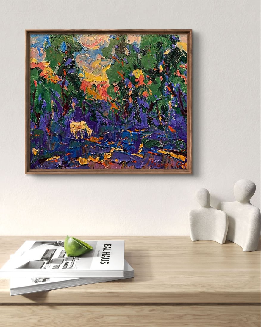 Oil painting Sunset beyond the forest Alex Kalenyuk - 3