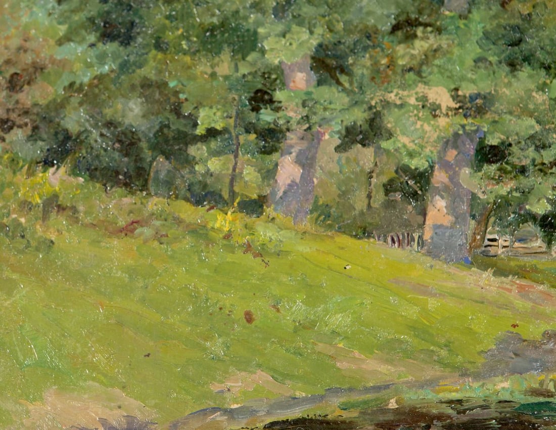 Oil Painting Oaks by the Pond - 5