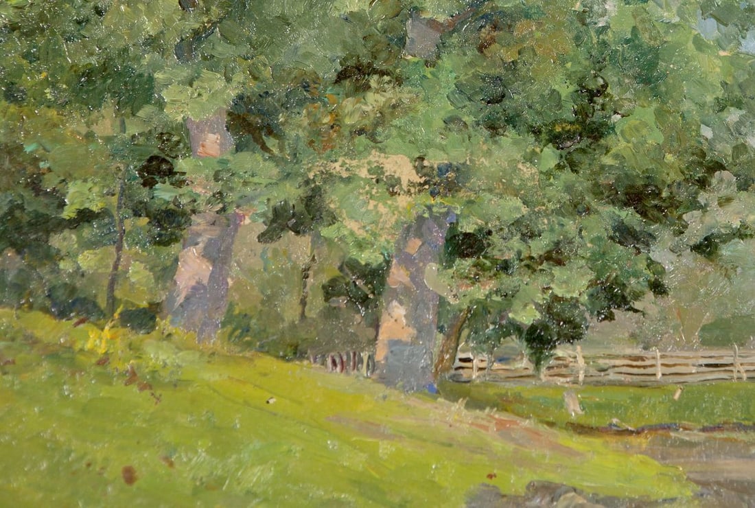 Oil Painting Oaks by the Pond - 6
