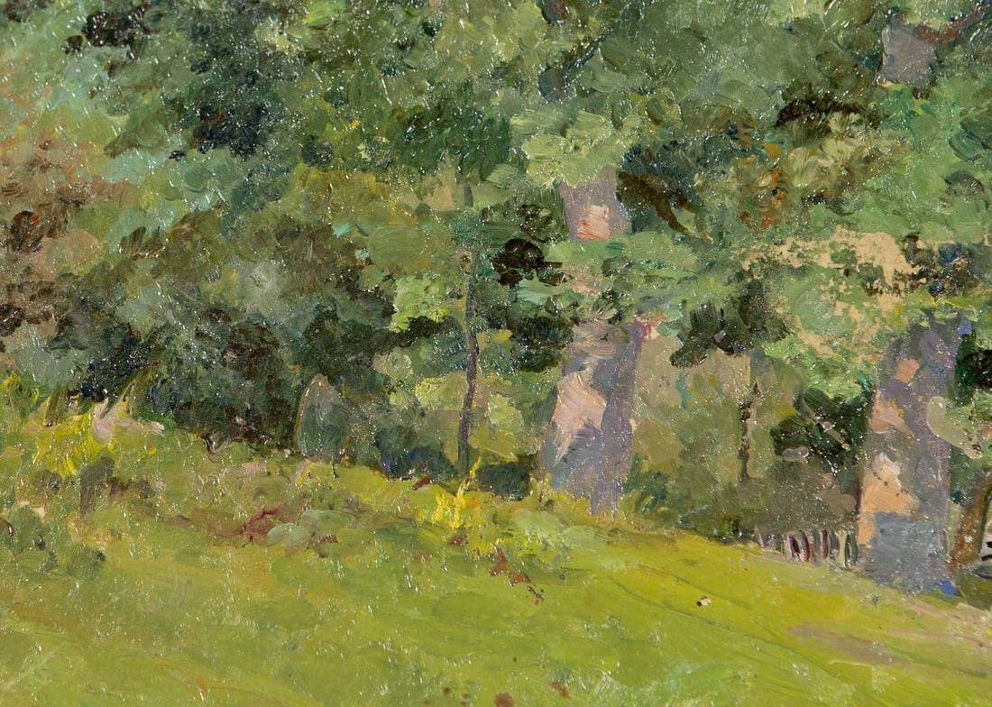 Oil Painting Oaks by the Pond - 7