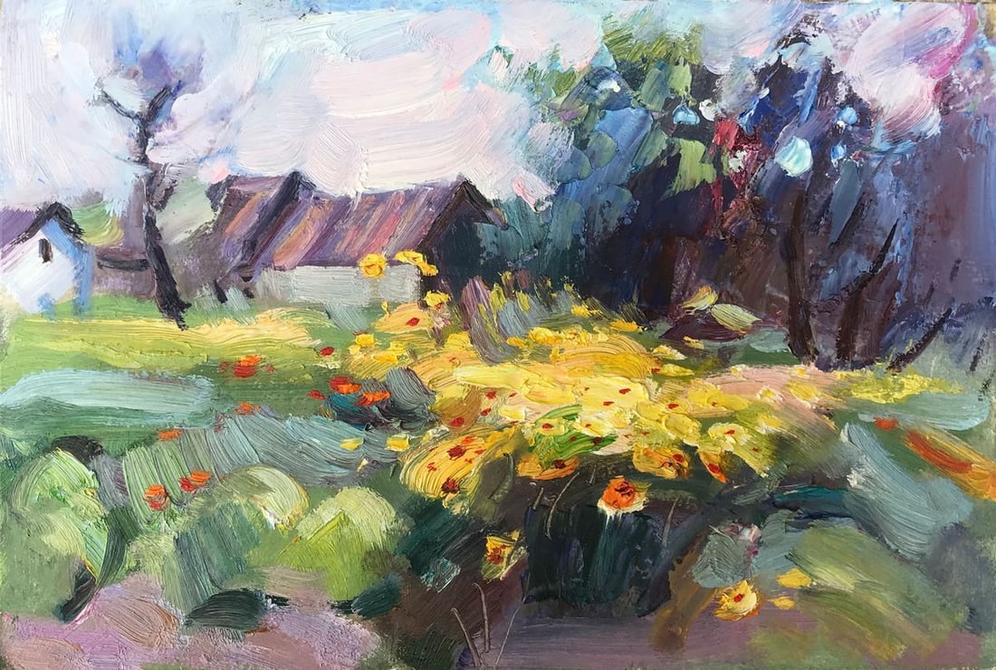Oil painting Yard with flowers Kuzeminsky Nikolay Borisovich (1 of 11)