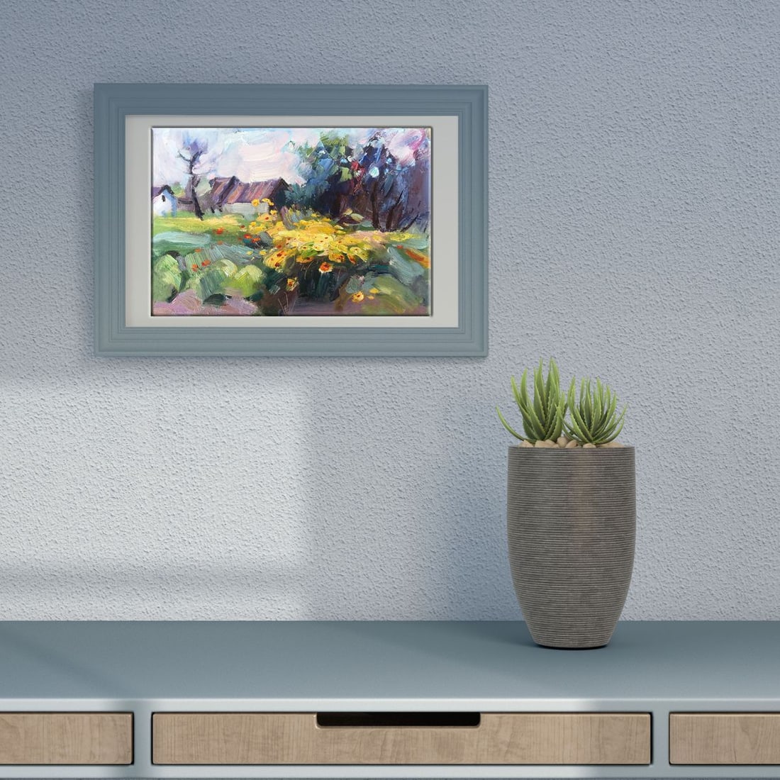 Oil painting Yard with flowers Kuzeminsky Nikolay Borisovich - 2