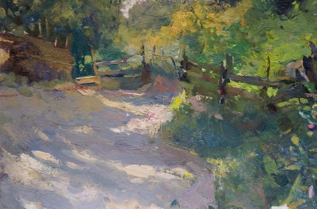 Oil painting With a landscape on a garden - 2