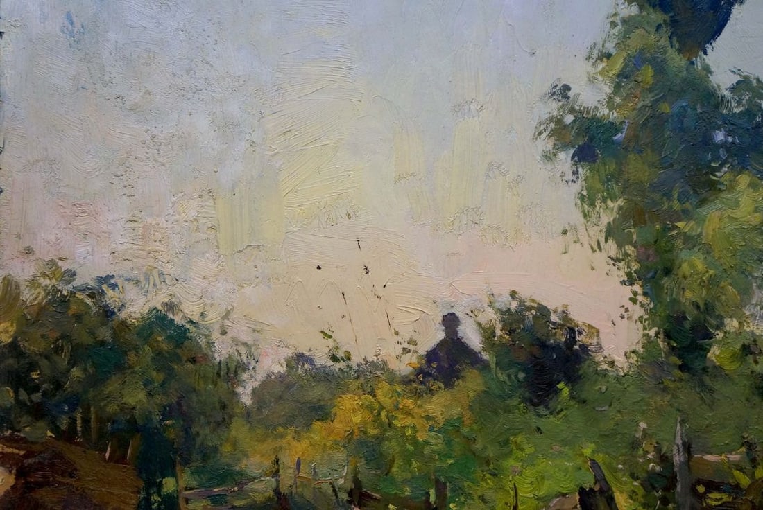 Oil painting With a landscape on a garden - 4