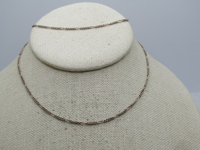 Vintage Sterling Figaro Chain Necklace, 20", 1970's-1980's: Vintage Sterling Figaro Chain Necklace, 20", 1970's-1980's. It is 1.5mm wide with a spring clasp. It is marked .925 and tests as sterling with a weight of appx. 3.51 gr. It is not signed by the maker.