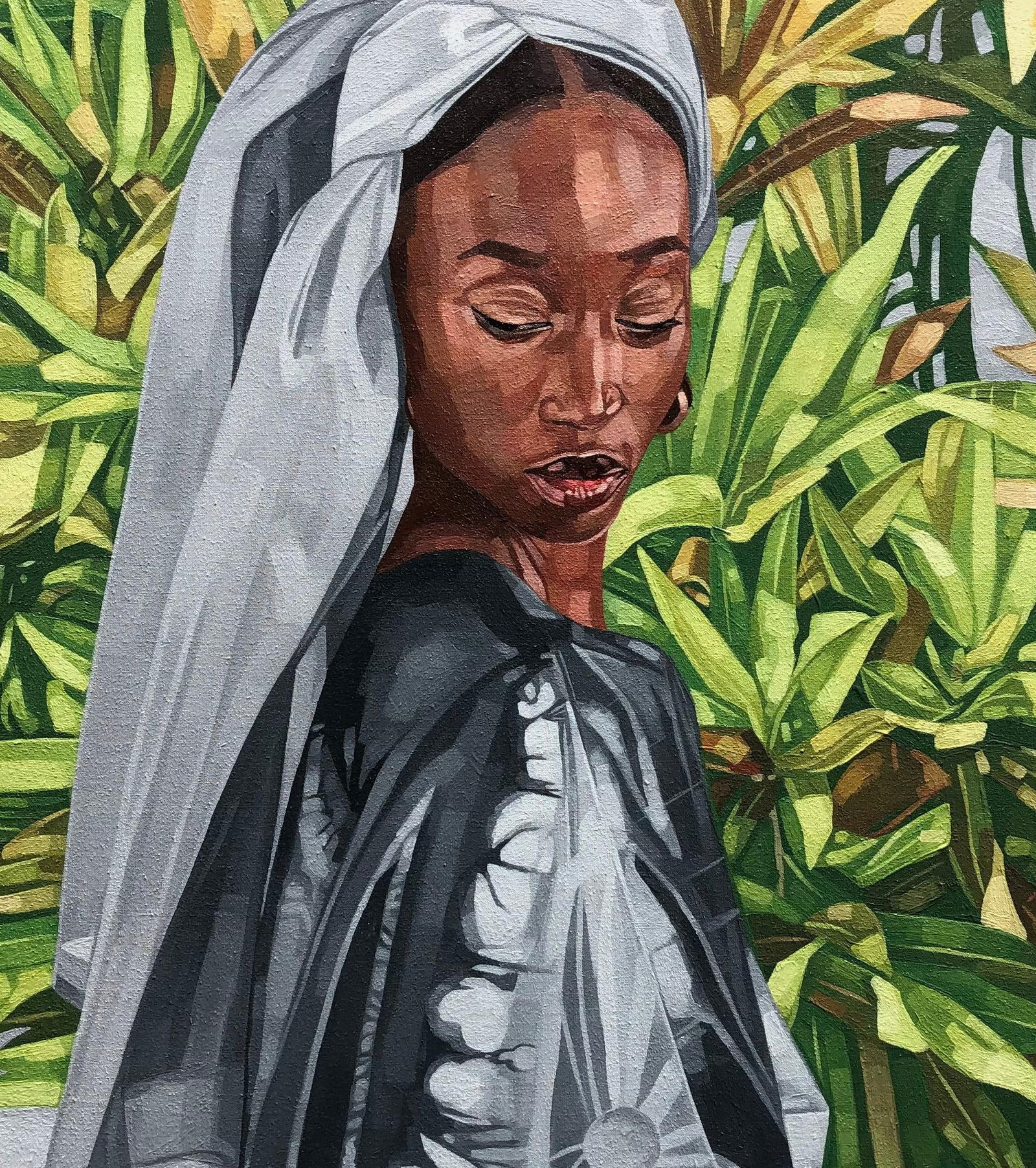 Josue M Pierre, Boubou - 21st Century, Contemporary, Figurative, Portrait, Plants, Women, Africa, - 11
