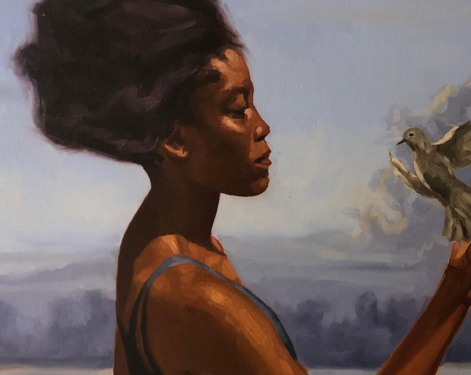 Simon Obeka, Surely I Will Fly - 21st Century, Contemporary, Figurative, Women, Bird, Oil, 2024 - 3