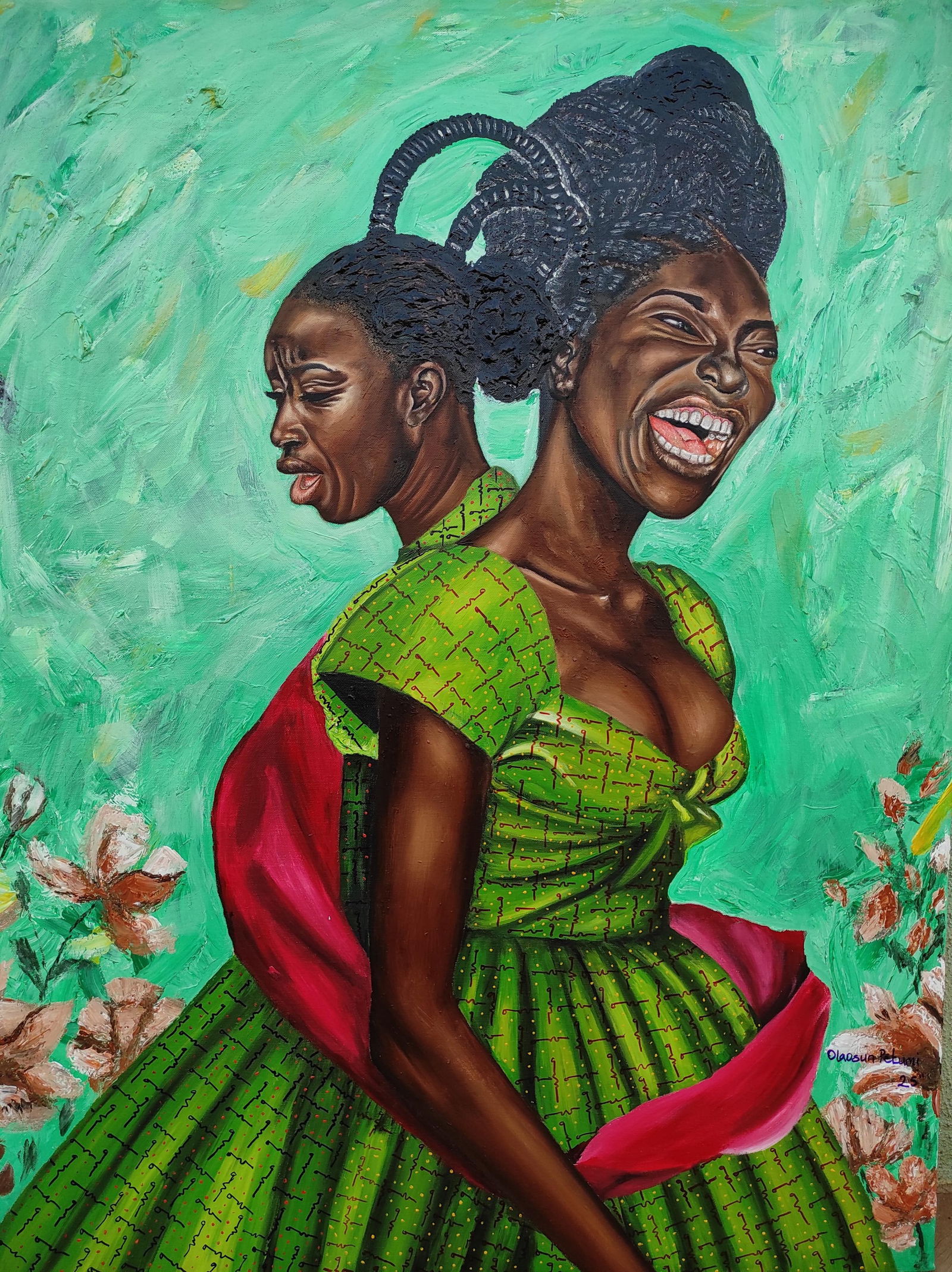 Olaosun Oluwapelumi, Essence of Life -21st Century, Contemporary, Figurative Portrait, Women, Green, - 9