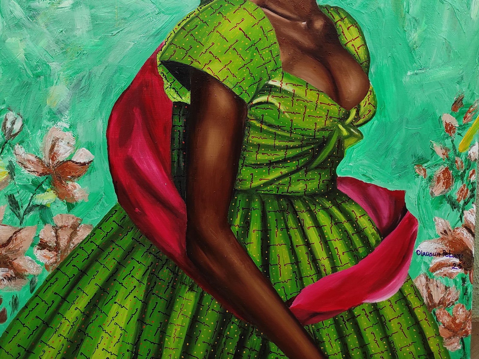 Olaosun Oluwapelumi, Essence of Life -21st Century, Contemporary, Figurative Portrait, Women, Green, - 10