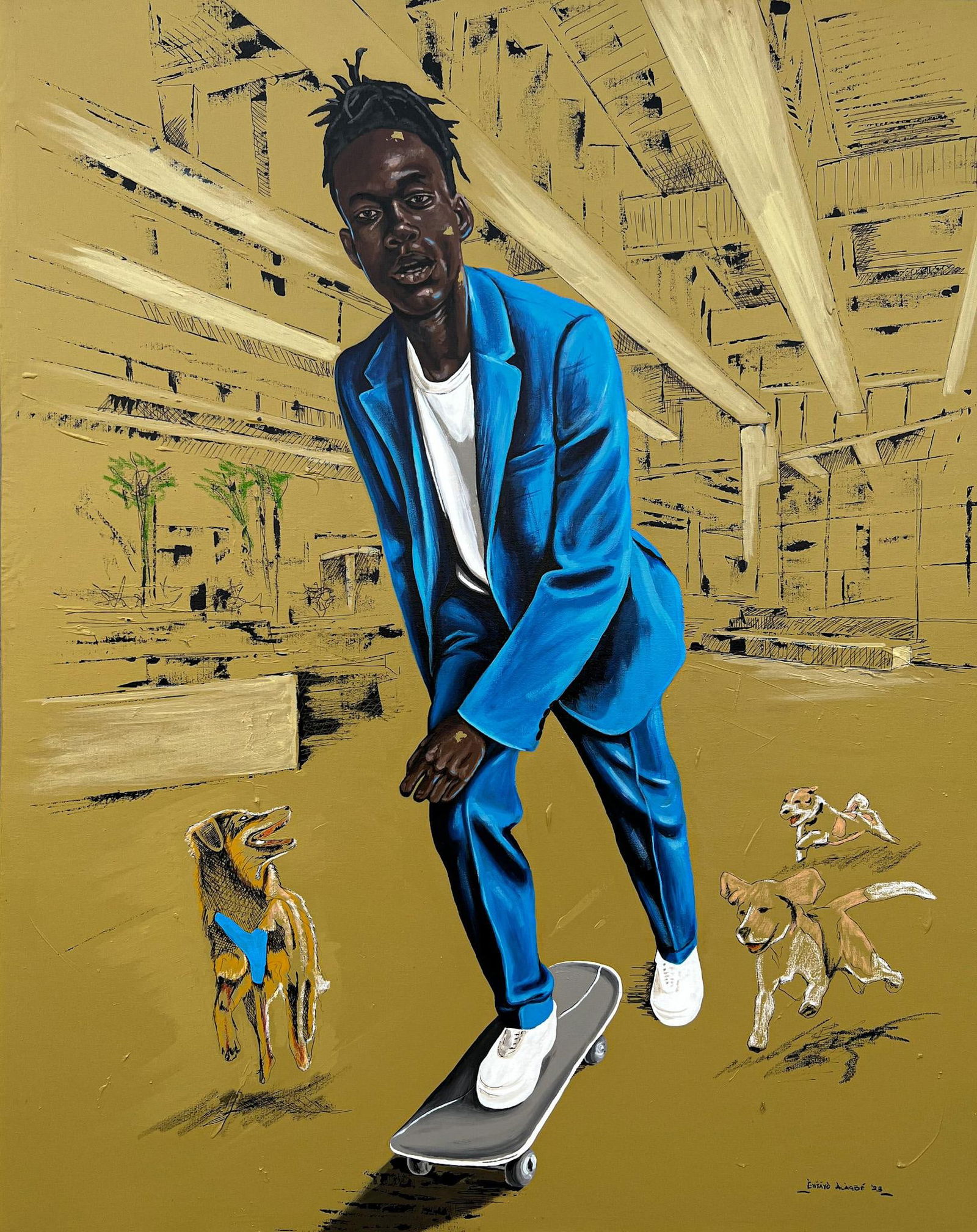 Eyitayo Alagbe , Life as a Roller-coaster 1 - 21st Century, Contemporary, Figurative, Men Skating, - 11