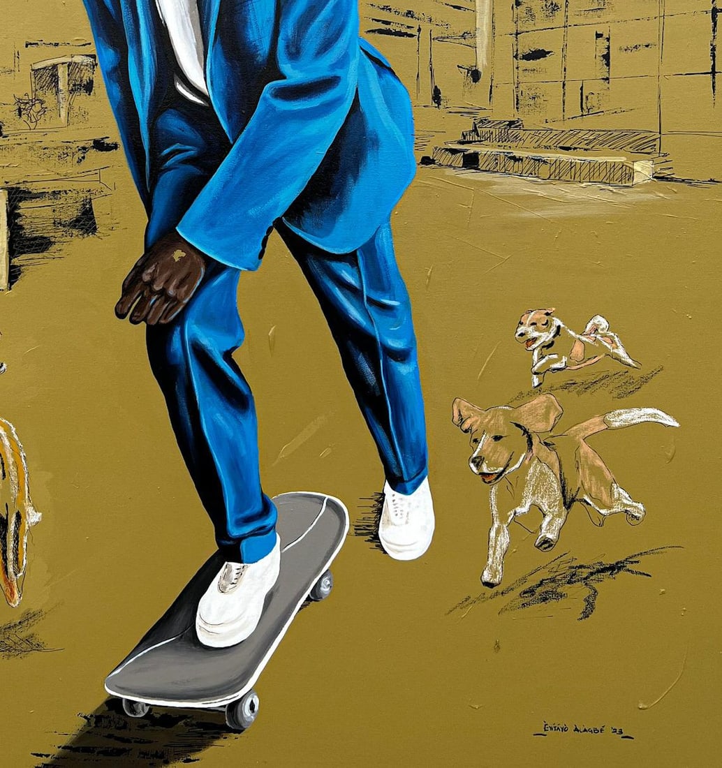Eyitayo Alagbe , Life as a Roller-coaster 1 - 21st Century, Contemporary, Figurative, Men Skating, - 15