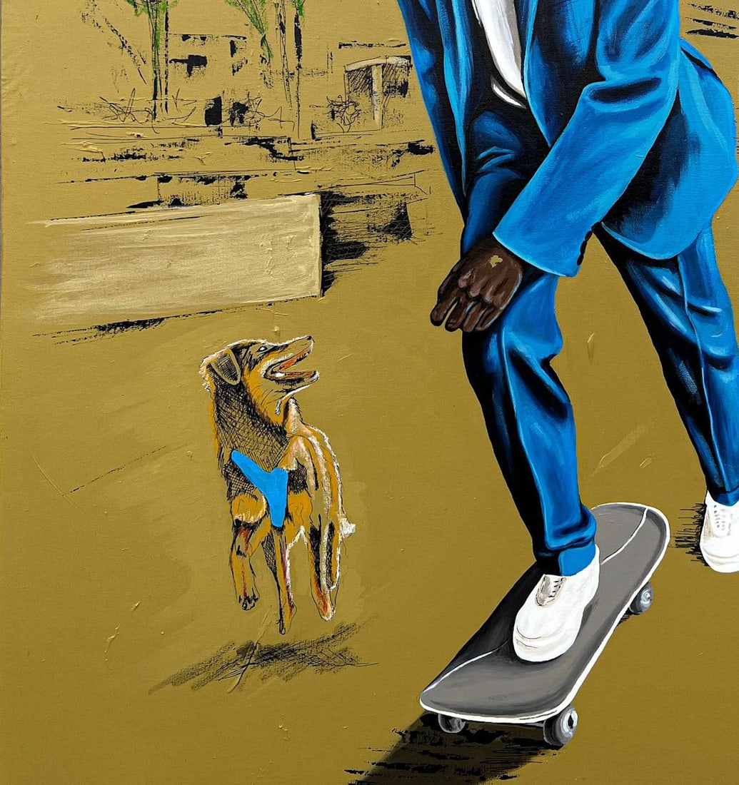 Eyitayo Alagbe , Life as a Roller-coaster 1 - 21st Century, Contemporary, Figurative, Men Skating, - 2