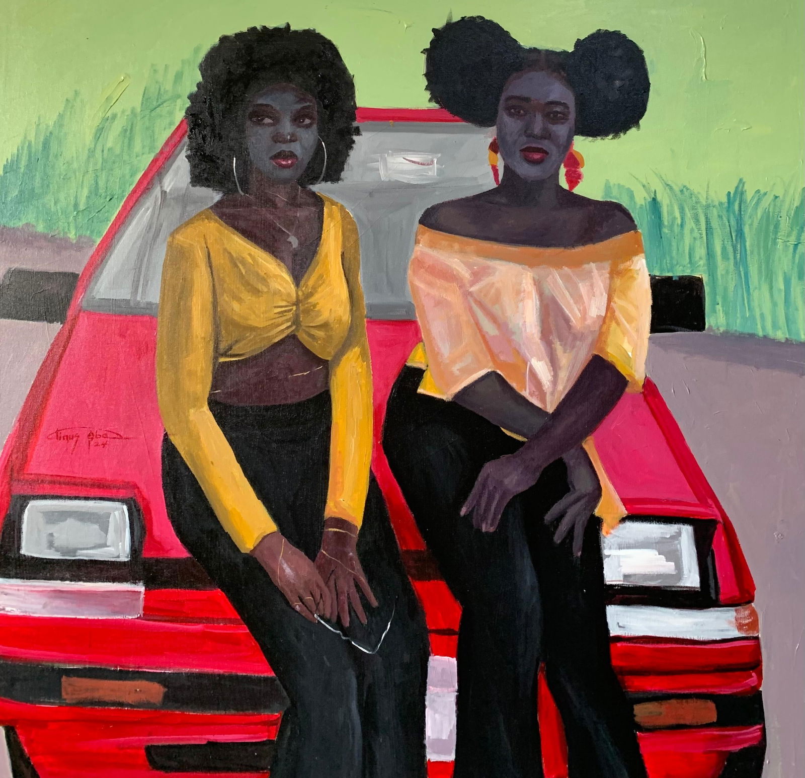 Aba Linus, 100 Miles Away - 21st Century. Contemporary, Figurative, Modern, Women, Love Car, 2024 - 11